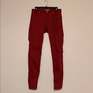 Burgundy High Rise Jeans